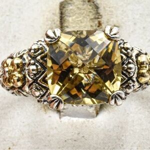 Barbara Bixby Iconic Honey Citrine Sterling 18k Gold Ring Sz 8